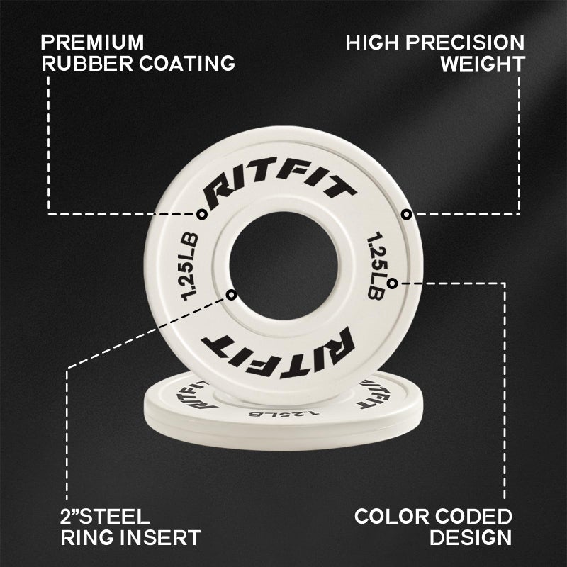 RitFit Fractional Rubber Weight Plates, Colored Bumper Plates for Starting Strength and Progressive Overload Training, Pair and Sets (Beige 1.25LBx2) - Image 5